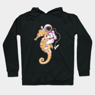 Astronaut riding a seahorse in space Hoodie